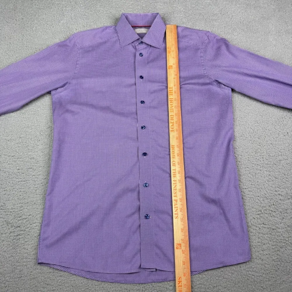 Eton Shirt Men 40 15 3/4 Purple Gingham Check Contemporary Long Sleeve Button Up